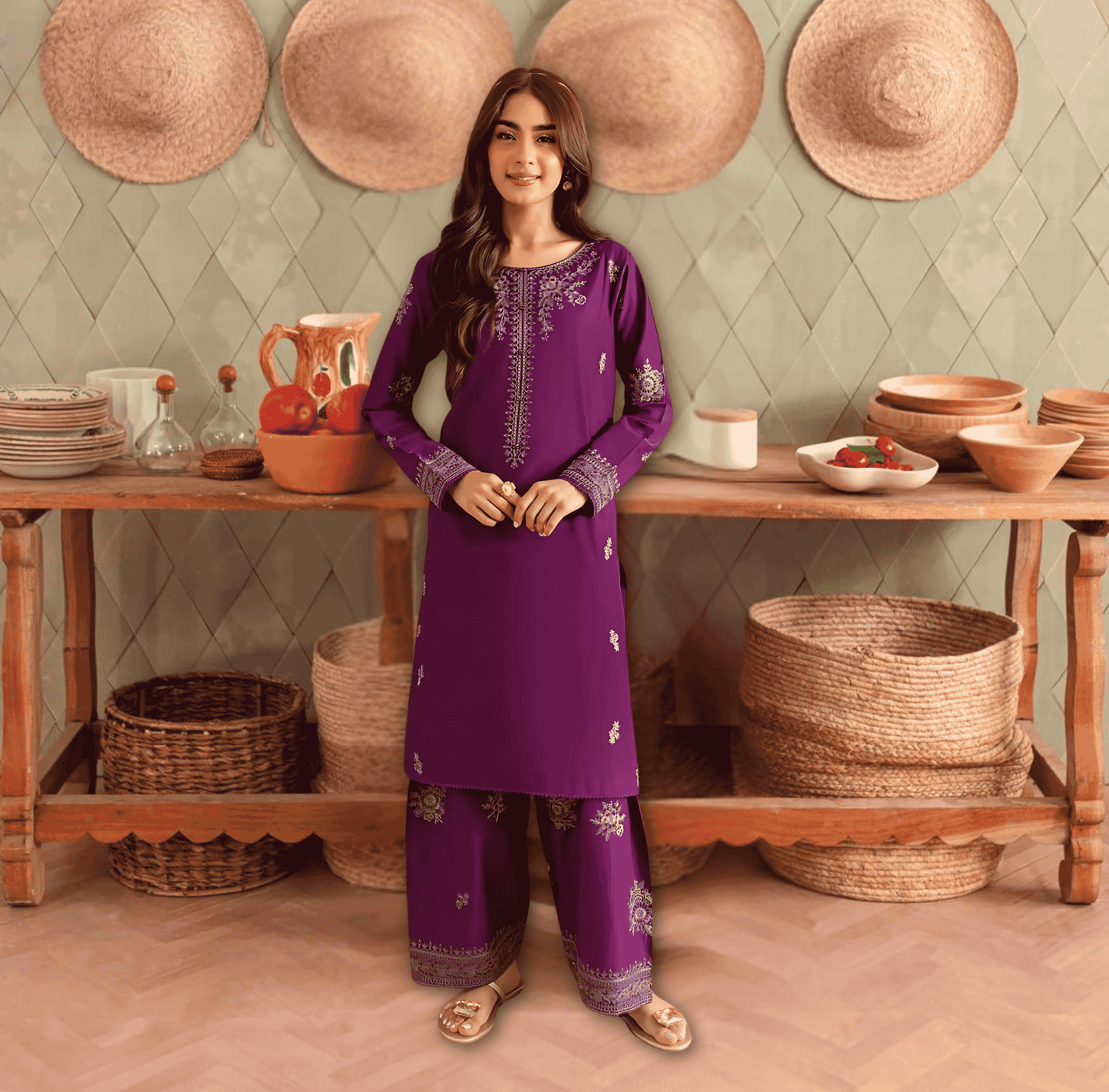 Cozy 2-Piece Wedding Summer Collection – Embroidered Khaddar Elegance