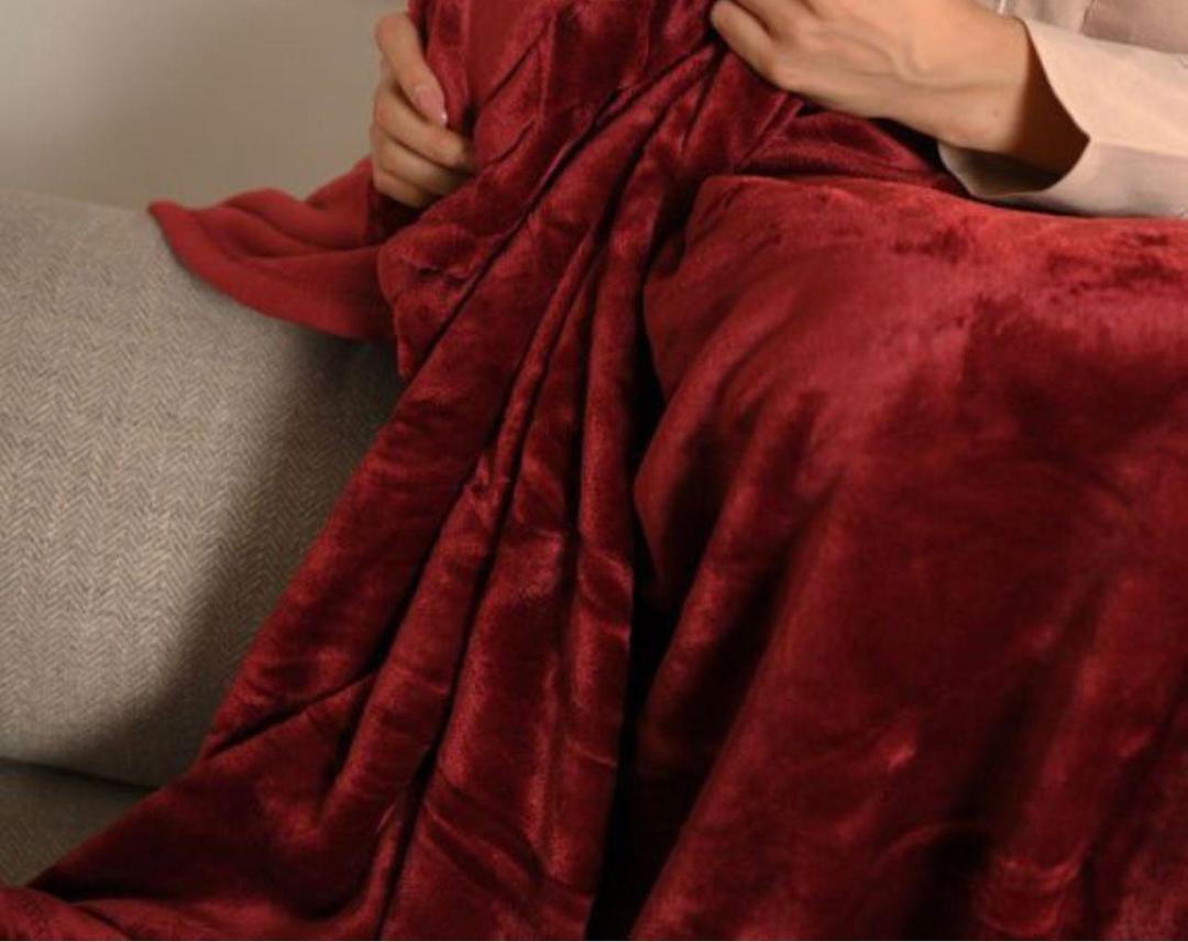 Stylish Fleece Plain Double Bed Blanket – Maroon