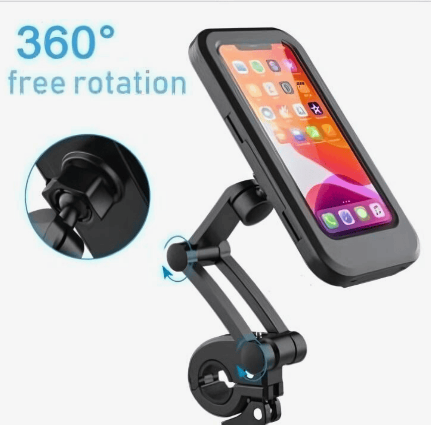 🔒 360° Free Rotation Rainproof Phone Holder – Universal Waterproof Bike & Motorcycle Mount