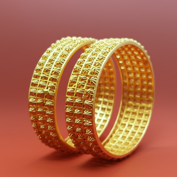 Golden Brass Bangles for Women – 1 Pair Bridal-Style Jewelry in Bright Gold