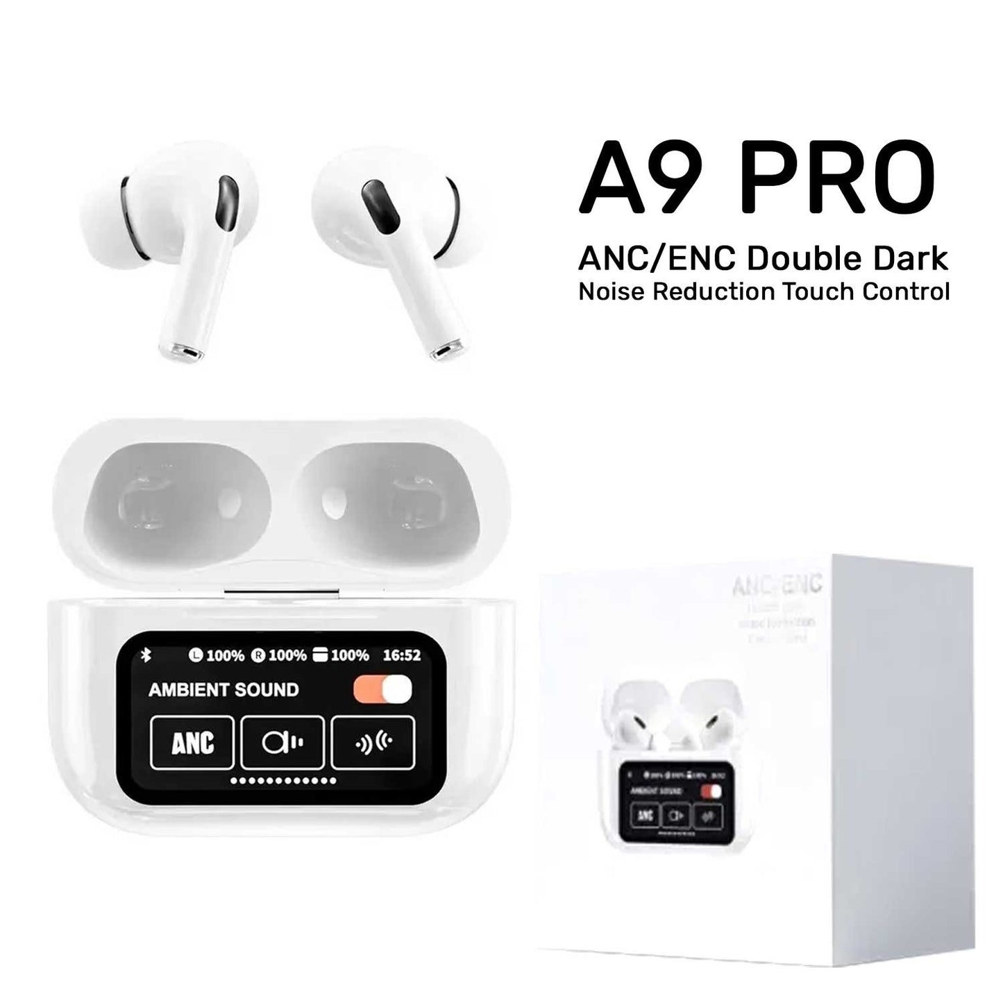 A9 Pro 2 Earbuds with LCD Tablet Airpods pro 2 with LCD touchscreen display bluetooth 5.3 for ios and android