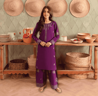 Cozy 2-Piece Wedding Summer Collection – Embroidered Khaddar Elegance