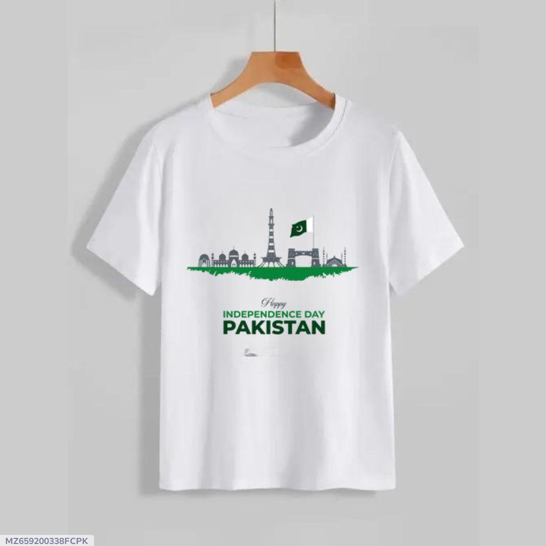 1 Pc Men’s Cotton Printed T-Shirt – Casual Comfort in Classic White