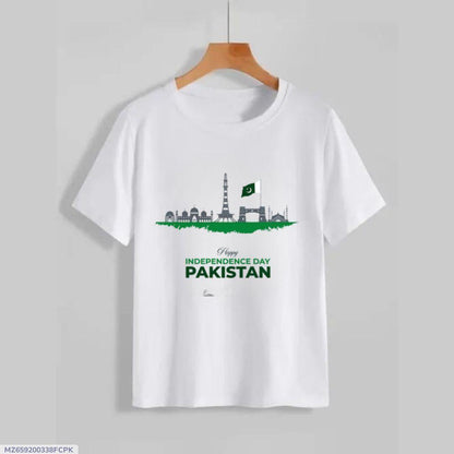 1 Pc Men’s Cotton Printed T-Shirt – Casual Comfort in Classic White