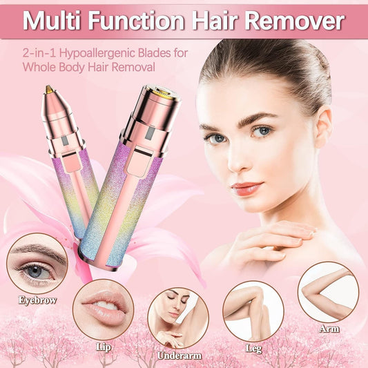 2-in-1 Electric Eyebrow Trimmer & Facial Hair Remover for Women – Rechargeable & Painless
