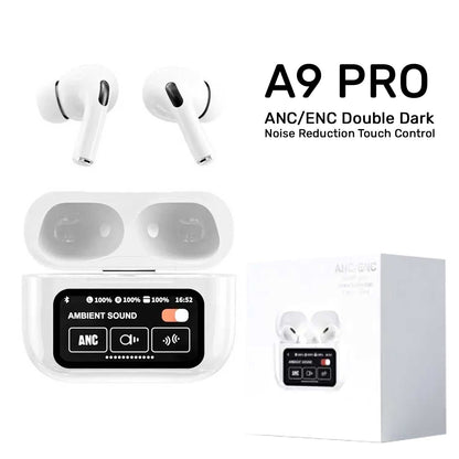 A9 Pro 2 Earbuds with LCD Tablet Airpods pro 2 with LCD touchscreen display bluetooth 5.3 for ios and android