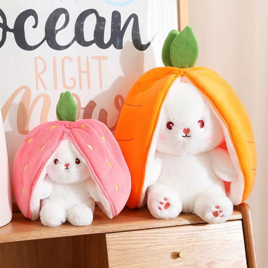 Strawberry Rabbit Plush Soft Doll – Hug Pillow for Babies & Kids