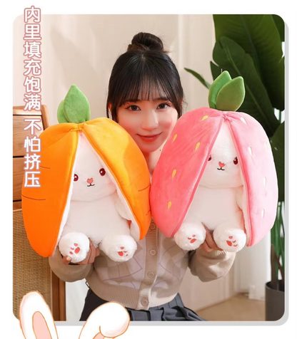 Strawberry Rabbit Plush Soft Doll – Hug Pillow for Babies & Kids