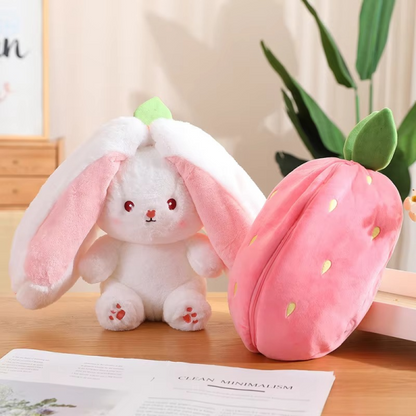 Strawberry Rabbit Plush Soft Doll – Hug Pillow for Babies & Kids